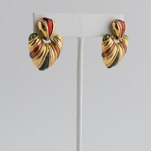 Anne Klein Gold, Red, and Green Earrings